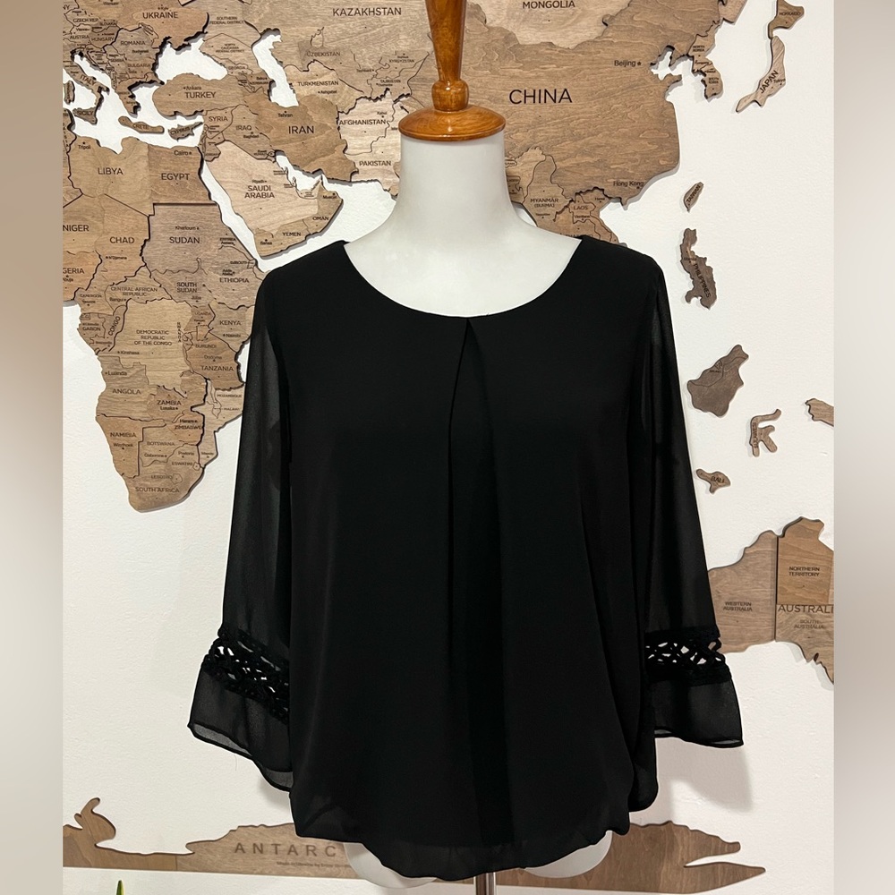 Bwear Black Sheer Sleeve Blouse